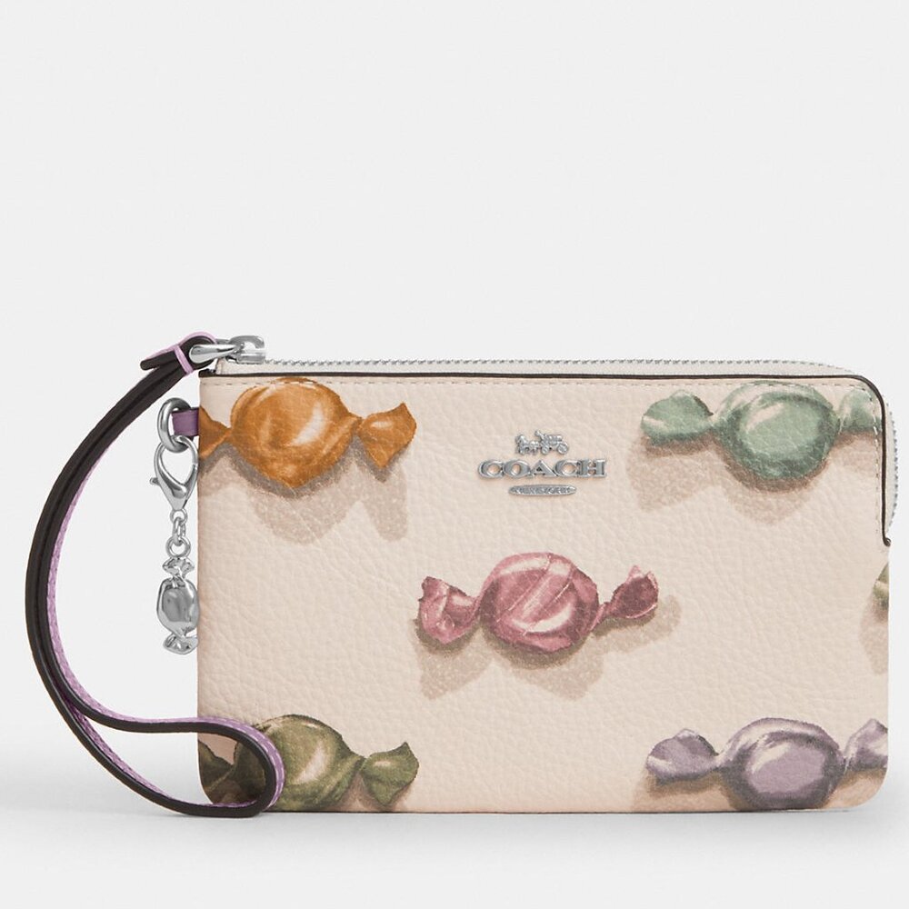 Coach Corner Zip Wristlet With Candy Print & Charm CDF34 - 𝑺𝒐𝒍𝒅 𝑶𝒖𝒕!